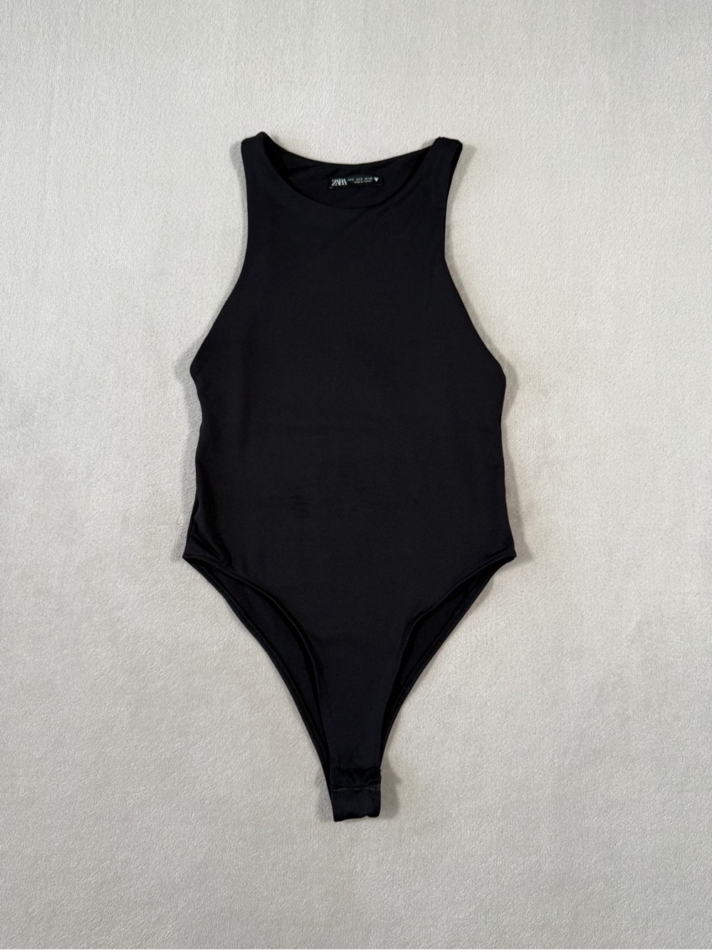 Zara Bodysuit Womens Small Black Sleeveless High Neck